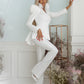 White 2-Piece Peplum Formal Flared Pantsuit