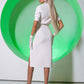 White Eco Leather Womens Skirt Suit