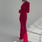 Red 2-Piece Formal Flared Pantsuit