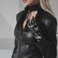 Black Eco Leather Womens Skirt Suit