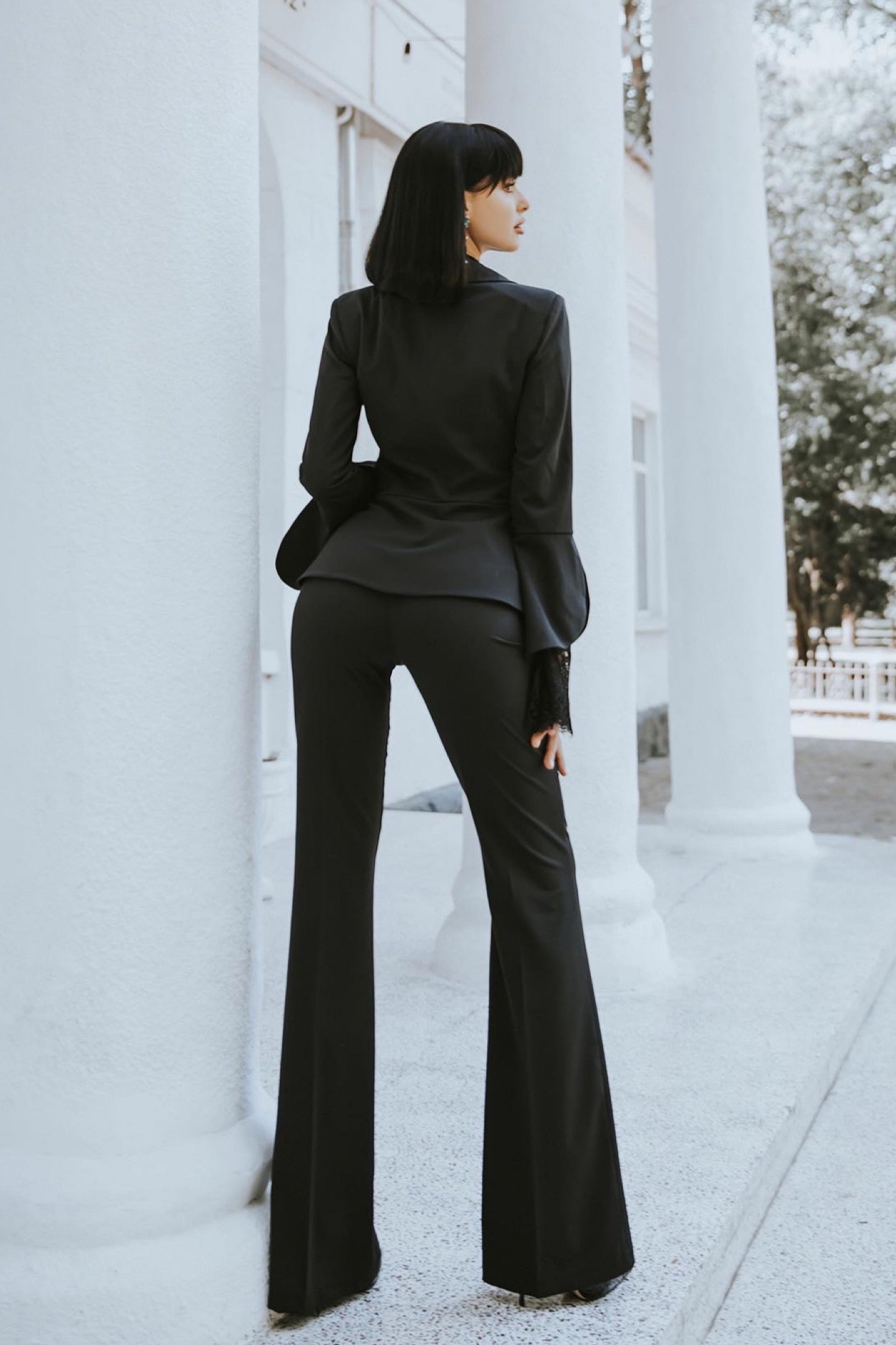 Contemporary Women's Notch Neck Jacket/Straight Leg Trouser Suit, Black -  SHOP ALL WORKWEAR from Simon Jersey UK