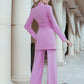 Pink 2-Piece Formal Pantsuit Decorated With Rhinestones