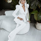 White 2-Piece Peplum Formal Flared Pantsuit