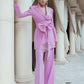 Pink 2-Piece Formal Pantsuit Decorated With Rhinestones