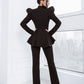 Black 2-Piece Peplum Formal Flared Pantsuit