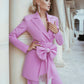 Pink 2-Piece Formal Pantsuit Decorated With Rhinestones