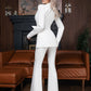 White 2-Piece Formal Flared Pantsuit