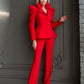 Red 2-Piece Peplum Formal Flared Pantsuit