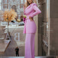 Pink 2-Piece Formal Pantsuit Decorated With Rhinestones