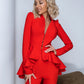 Red Peplum Pantsuit With Skinny Pants