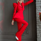 Red 2-Piece Peplum Formal Flared Pantsuit