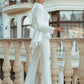 White 2-Piece Peplum Formal Flared Pantsuit