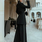 Black 2-Piece Formal Pantsuit Decorated With Rhinestones