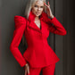 Red 2-Piece Peplum Formal Flared Pantsuit