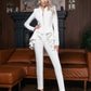 White Peplum Pantsuit With Skinny Pants