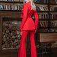 Red 2-Piece Formal Flared Pantsuit