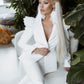 White 2-Piece Peplum Formal Flared Pantsuit