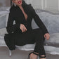 Black Peplum Pantsuit With Skinny Pants