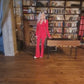 Red 2-Piece Formal Flared Pantsuit